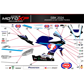 Kit adesivi compatibile con Yamaha R6 2017 - 2024 - MXPKAD17238