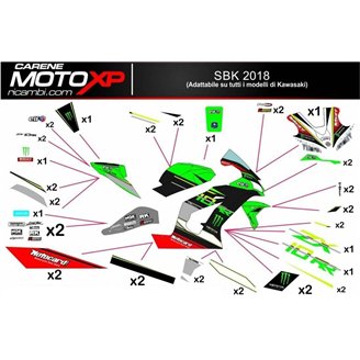 Kit adesivi compatibile con Kawasaki Ninja ZX4-RR 2024 - 2025 - MXPKAD18335