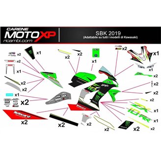Kit adesivi compatibile con Kawasaki Ninja ZX4-RR 2024 - 2025 - MXPKAD18334