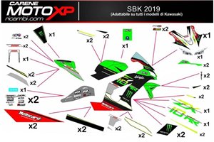 Kit adesivi compatibile con Kawasaki Ninja ZX4-RR 2024 - 2025 - MXPKAD18334