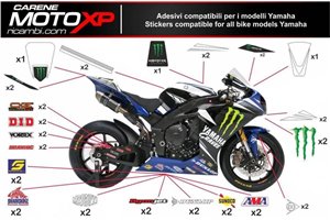 Kit Autocollants compatible avec Yamaha R6 2017 - 2022 - MXPKAD11398